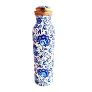 Custom Enamel Printed Copper Water Bottle best Selling Ayurvedic Travelling Water Bottle Best Gift For Her Metal Bottle On Sales