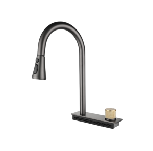 Matte black kitchen faucet with pull down Waterfall Spout Pull Out Kitchen Tap Sink