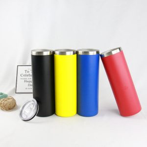 20oz Skinny Tumbler Double wall insulated vacuum Tumblers travel mug With metal Straw And Lid