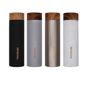 MEDO 500ml Wood Grain Color Lid Stainless Steel Double Wall Insulated Vacuum Flask Tea Infuser Water Bottle